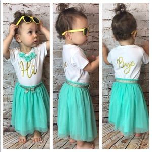 Rabbit Skins “Hi/Bye” Gold Glitter Onesie